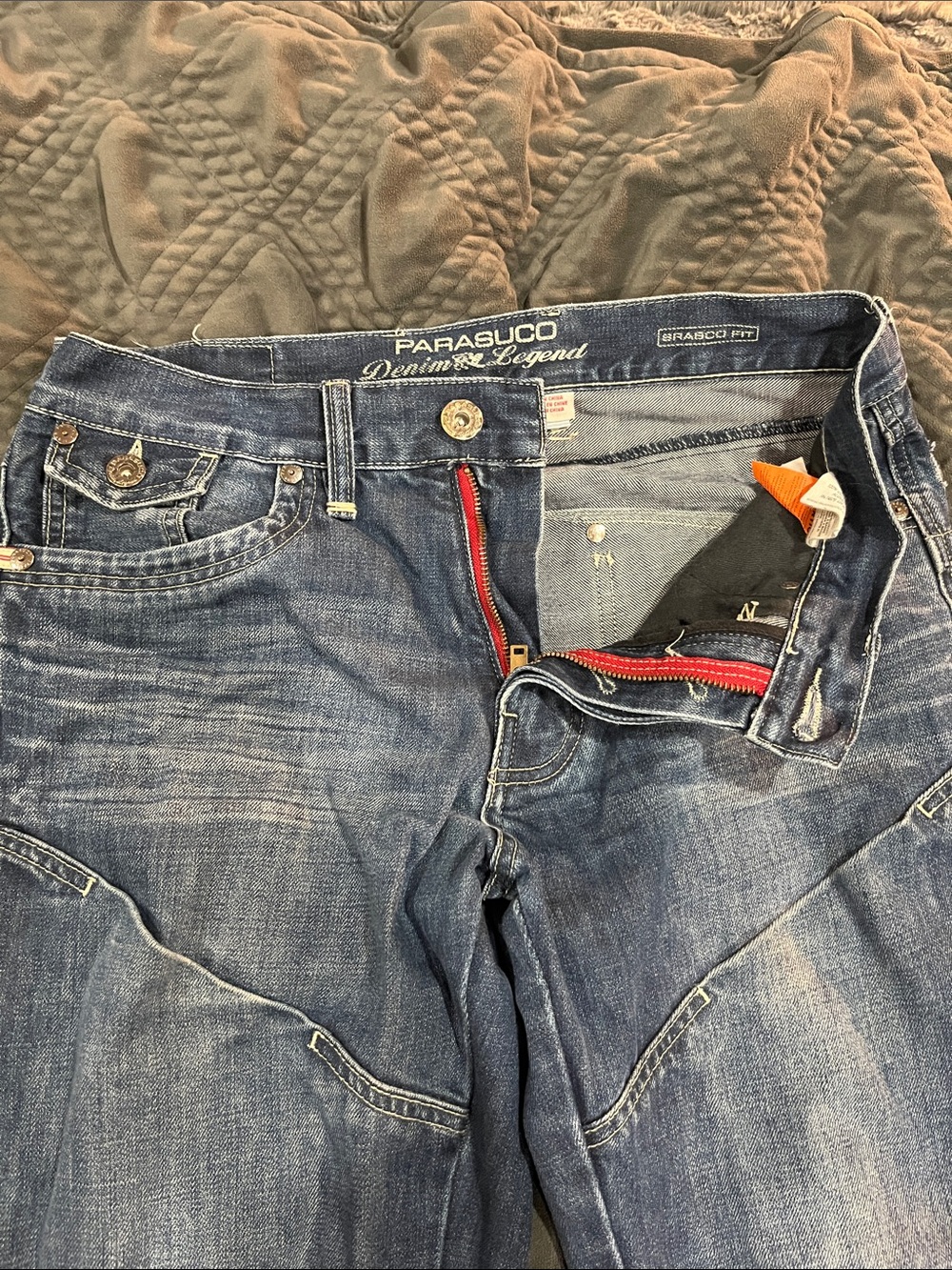 🔥Parasuco Men's Faded Blue Denim Jeans with White Stitching and pocket designs 🔥